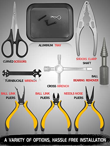 Ogrc Tool Kit - Screwdriver Set (Flat, Phillips, Hex) Rc Work Stand, 522Pcs Screw Kit, Pliers Set, Body Reamer, Wrench, Tray, Repair Tools For Rc Car Boat Quadcopter Helicopter – 26Pcs (Black) #TOP2