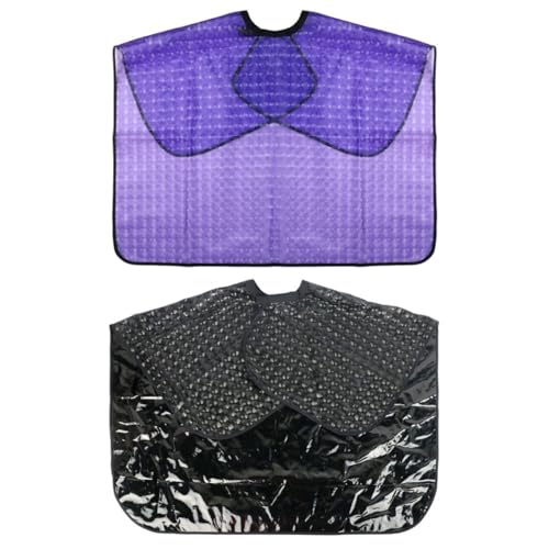 Set de 2 capas impermeables para peluquería GALPADA negro y púrpura miniatura 1