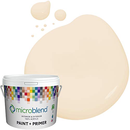 Microblend Interior Paint and Primer - Tan/Cheesecake Cream, Semi-gloss Sheen, 5 Gallon, Premium Quality, High Hide, Low VOC, Washable, Microblend Yellows Family