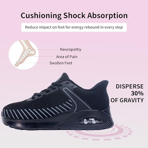 Image of MEHOTO Womens Wide Toe Box Shoes Walking Sneakers with Arch Support Slip On Fashion Tennis Shoes for Swelling Bunion Plantar Fasciitis BlackGrey US 7