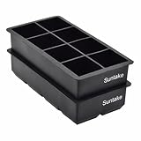 Suntake Ice Cube Tray 8 Jumbo Cavity Silicone Ice Cube Molds, Set of 2