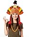Hikkcos Thanksgiving Turkey Hat and 3 Packs Bead Necklaces Turkey Head Costume Plush Gobbler Hat for Thanksgiving Trot Dress Up Party, Role Play and Carnival Cosplay