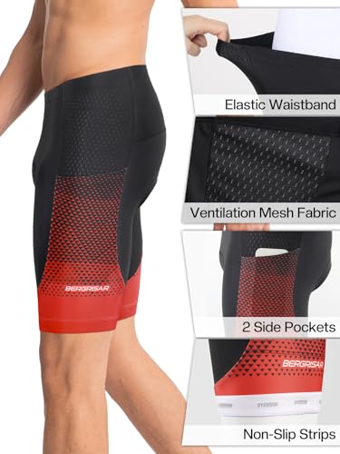 BERGRISAR Men\'s Cycling Shorts 4D Padded Bike Shorts Biking Bicycle Shorts with Pockets Red Small - Thumbnail 5