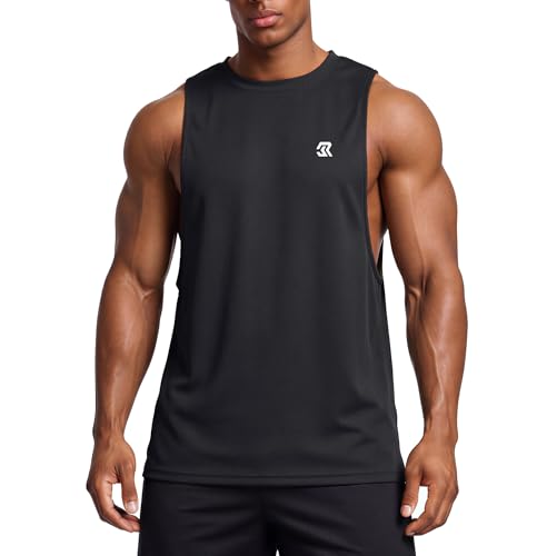 Rane Sports Herren Sport Tank Top Ärmellos Fitness Muskelshirt Locker Geschnitten Atmungsaktives Gym Tanktop für Training Bodybuilding Running Schwarz M