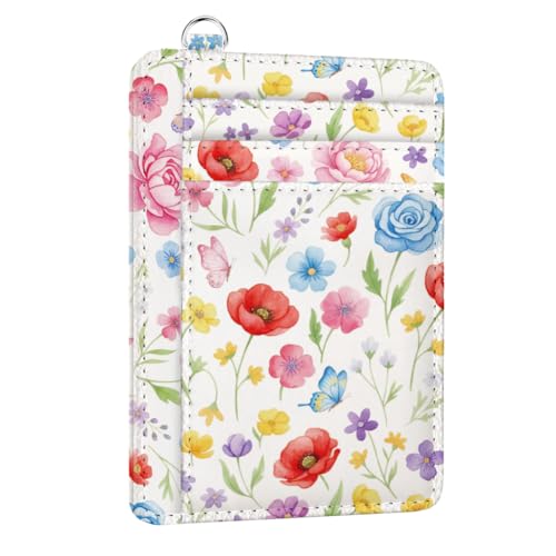 peacoblue Credit Card Holder for Women - Simple Floral Branches PU Leather Slim Wallet with ID Window, 6 Card Slots, and Cash Pocket - Perfect for Travel and Gifts