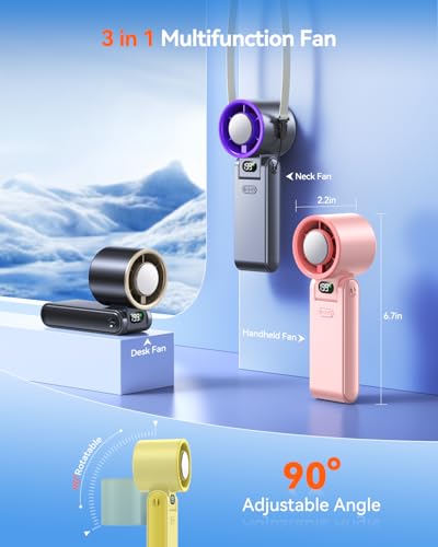 Image of Portable Handheld Fan with Ice Cooler, 199 Speed Personal Fan,5500mAh Rechargeable,20H Cooling Time,20000 RPM Powerful Motor, Summer Essential for Travel /Outdoor /Office, Yellow