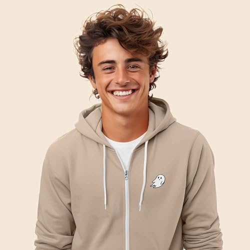 DALIX Ghost Embroidered Hoodie Fleece Sweatshirt Zip Front Mens4