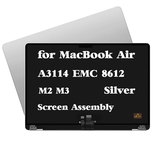Image of A3114 M3 Screen Replacement for MacBook Air A3114 M2 EMC 8612 Retina 2024 MRYQ3 MXD23 MXD3 MXD43 Full LCD Screen Display Assembly (Silver)