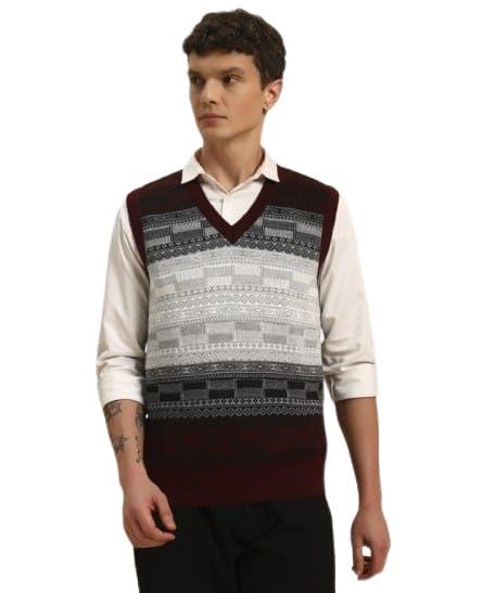 Muskan Knitwear Men V-Neck Sweater, Classic Knitted Pullover-picture-37