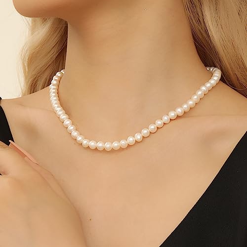 AAA+ Quality White Freshwater Pearls Necklace for Women | 6.5-7mm Round White Pearls with 925 Sterling Silver Chain2