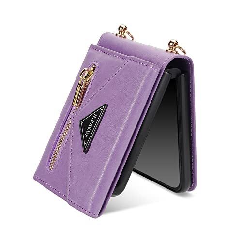 Evita caídas en tu Samsung Galaxy Z Flip 6 con funda de correa morada 4