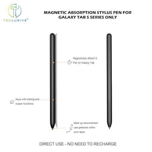 Image of T Teclusive Smart Stylus Pen Compatible for Galaxy Tab S11 S10 S9 S8 S7 Ultra Plus FE S6 Lite | Palm Rejection Pen Tip Direct Use | Magnetic Absorption | Only for S Series Tabs (Not for A Series Tab)