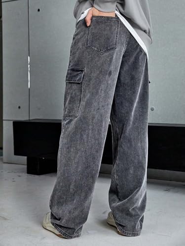 Image of KOTTY Men's Baggy Straight Fit Denim Jeans Washed Wide Leg Urban Fashion Comfortable Trendy Style