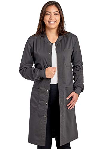 Cherokee Professional Lab Coat For Men And Women With Snap Front Closure Ww350Ab, L, Pewter #TOP9