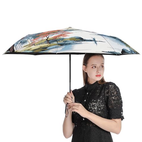 Parapluie pagode blanc corail au style chinoiserie chic et élégant