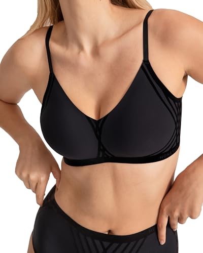 HONEYLOVE Bra for Women - Silhouette Wireless Bra - Comfortable Support with No Underwire - Vamp - M