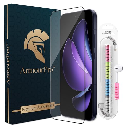 Image of ArmourPro Military Grade Gorilla Tempered Glass Screen Protector Compatible for Oppo Reno 13 with Edge-To-Edge Protector Coverage, Cable Protector and Easy Installation kit (6.59 Inch)
