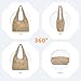 Miss Lulu Bolso Hobo Mujer de Tela Suave con Diseño de Rayas de Felpa Imagen de Miss Lulu Bolso Hobo Mujer de Tela Suave con Diseño de Rayas de Felpa