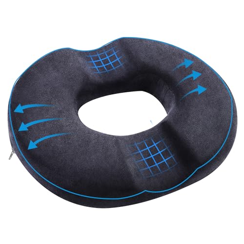 Donut Cushion for Hemorrhoids & Tailbone Pressure Relief, Memory Foam Coccyx Cushion with Center Hole for Office Chair, Ergonomic Orthopedic Seat Cushion for Wheelchair, Car, Airplane & Home Use