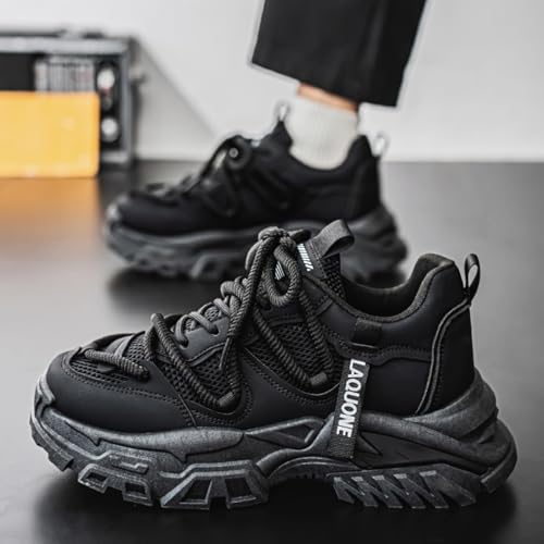 Men's Leather Chunky Platform Dad Shoes - Wedge Sole, Anti-Slip Rubber Outsole, Memory Foam Lining - Fashionable for Streetwear, Daily Walking & Safe Driving4