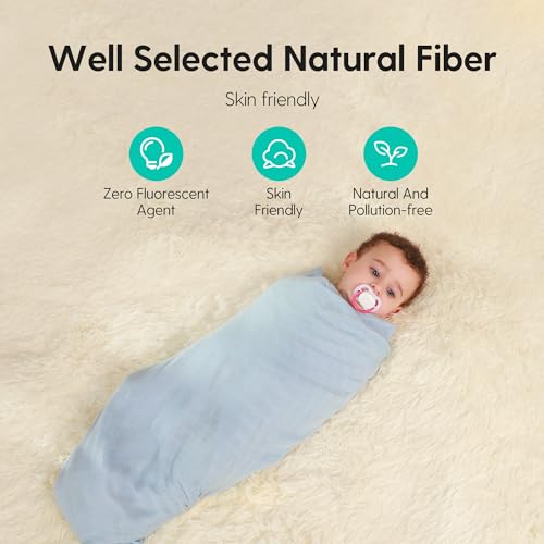 Image of Muslin Swaddle Blankets, Large Receiving Blankets for Boys and Girls, 4-Pack Soft and Breathable Swaddle Wrap for Newborn, 47 x 47 inches (Blue Purple Series)