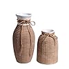 TERESA'S COLLECTIONS Modern Farmhouse Ceramic Vase for Aesthetic Home Decor, Woven Boho Vase for Pampas Grass, Decorative Rustic Flower Vase for Table Centerpiece, Living Room 11 in Fall Vase Set of 2