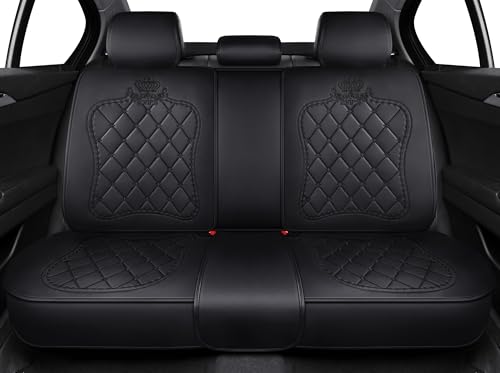 Udpomb Set di coprisedili universali in ecopelle per 5 posti, impermeabili e resistenti ai graffi, compatibili con airbag, facili da installare, protezione per i sedili, design elegante, colore nero