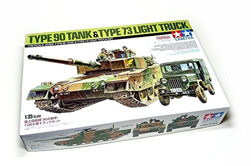 Maquette Tamiya 1/35 JGSDF Type 90 Kit Militaire Haut de Gamme avec Camion Type 73