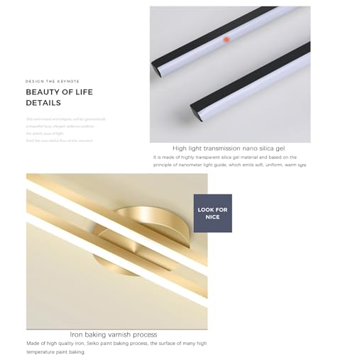 Plafonnier LED moderne rectangle doré 120cm 48W avec télécommande