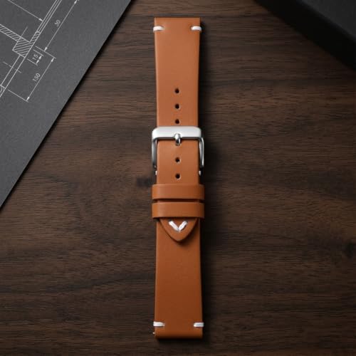 Image of OMAX 22mm Tan Genuine Leather Watch Strap Premium Watch Strap for Quick Release and Self Changeable