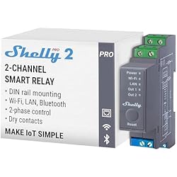 Shelly 2.5 Persianas Alexa Shelly Pro 2 | Smart Relé Con 2 Canales Inalámbrico, LAN & Bluetooth | Automatización De Hogar y Edificio | Compatible Con Alexa & Google Home | iOS Android App Control Remoto Para Válvula Motorizada