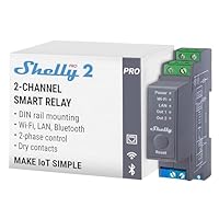 Shelly Pro 2 | Wlan, LAN & Bluetooth 2 Kanäle Smart Relais | Haus- & Gebäudeautomation |Alexa & Google Home kompatibel | iOS Android App | Lichtautomation | Fernsteuerung für motorisiertes Ventil