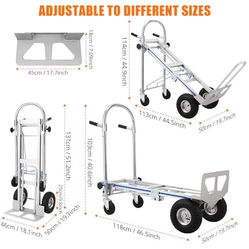 Carretilla convertible 3 en 1 de aluminio 770 lbs capacidad miniatura 6