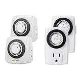 BN-LINK Indoor Mechanical Outlet Timer Plug 24 Hour Mini Electrical Timer 2 Pack 3-Prong U47 Bundle with 2 Prong U44
