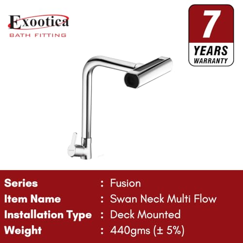 Image of Multi-Flow Swan Neck Sink Cock | Wall-Mounted Kitchen Faucet with Multiple Water Modes & Premium Chrome Finish
