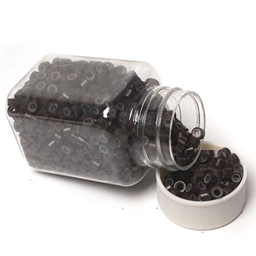Baisidai Deep Brown 1000-Pack of Silicone Micro Rings Links Beads For Human Feather Hair Extension Tip
