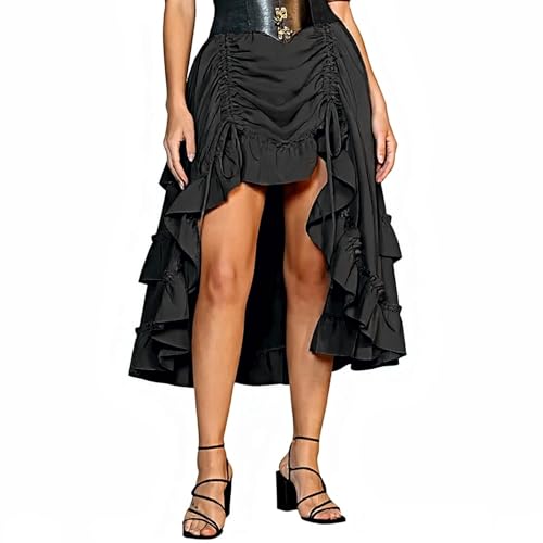 Aryapyper 2025 Women's Half-Skirt Fashionable Retro Court Style Women's Irregular Drawstring Ruffled Beer Skirt2