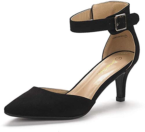 DREAM PAIRS Women's Low Heel Ankle Strap Dress Court Shoes Lowpointed Black Suede Size 8.5 US/ 6.5 UK steampunk buy now online