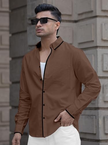 Image of Shirt for Men Casual Shirt,Solid Cotton,Plain Full Sleeve, Regular Fit,Everyday Fashion Wear