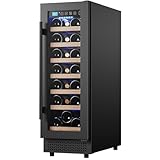 Vushine 12' Wine Cooler Refrigerator 21 Bottle Wine Fridge Built-in or Freestanding with Double-Layer Tempered Glass Door Compressor quick cooling, Low Noise