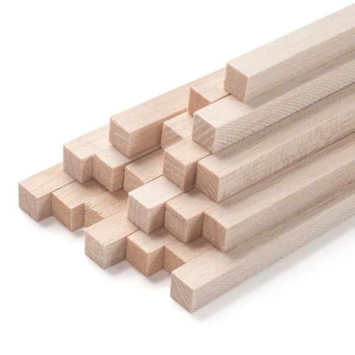 Balsa Wood Sticks Balsa Wood Strips 20 PCS 1/2 x 12 Square Wooden Dowel Rods for Crafts Unfinished Wood Craft Sticks for Miniature Architectural Model Building Supplies DIY Projects