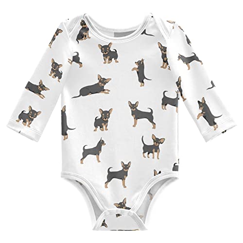 Image of vvfelixl Baby Bodysuits Black Pug White Long Sleeve Cotton Baby Clothes For Boys Girls 0-24 Months