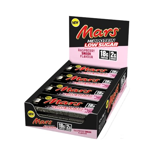 Mars Low Sugar High Protein Bar (12 x 55g) – Raspberry Smash – 18g Eiweiß pro Riegel – Wenig Zucker – Proteinriegel – Ideal für Muskelaufbau & Regeneration