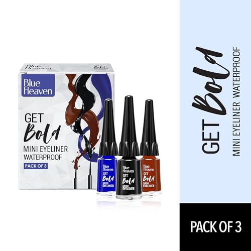Blue Heaven Get Bold Mini Matte Eyeliner Waterproof Gel | Light Weight| Smudgeproof |One Stoke Finish, Pack Of 3, 15Ml, Multicolor - Image 2