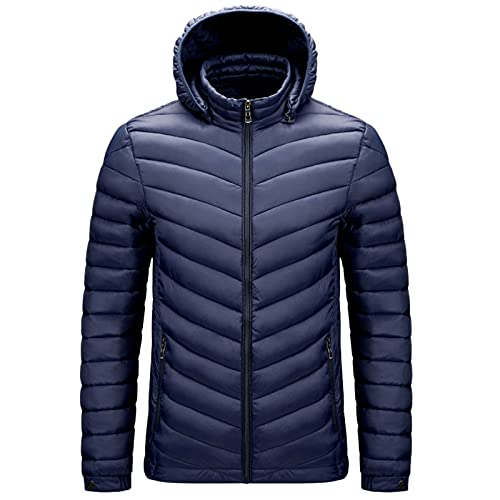 Manteau long hiver pour hommes bleu foncé taille XXXL à capuche amovible