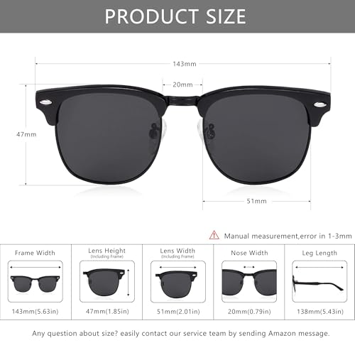 Image of SUNGAIT Polarized Sunglasses for Men and Women, Classic Half-Frame Retro Shades for Driving, Travel, and Outdoor Activities