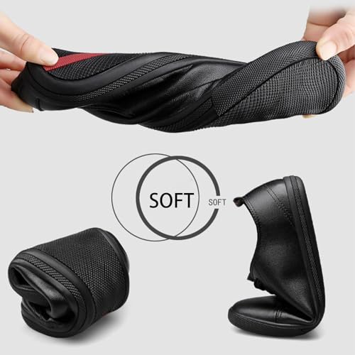 Men's Fashion Breathable Leather Casual Walking Shoes Comfortable Soft Sole Lace-up Flat Sneakers Non-Slip Business Casual Formal Work Shoes3