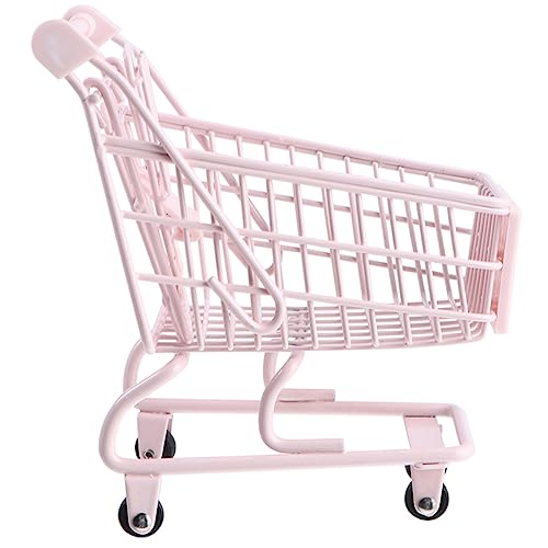 Milisten Adornos de Carrito de Compras Mini vagones para Toy de Carrito de Compras comestibles Carro de supermercado de Juguete Carrito de supermercado de Juguete Planchar Rosa