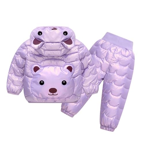 2 Piece Snowsuit Kids Boy Girl Winter Puffer Pants and Puffer Jackets Set Lightweight Cute Bears Down Coat Ski Suit3
