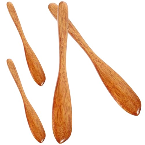 Cabilock Juego de Cuchillos Esparcidores de Mantequilla de Madera de Nanmu 4 Piezas Color Granate Lacado para Untar Mermelada Crema y Queso Utensilios de Cocina Ecológicos y